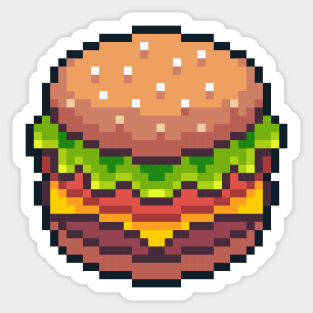 Pixel Art Hamburger Retro Gaming Sticker